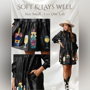 Sequin FESTIVE HOLIDAY New Years Eve Champagne Bottles Dress NWT Size SMALL